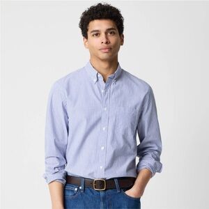 J. Crew Men's Classic Fit Light Blue Striped Oxford Shirt